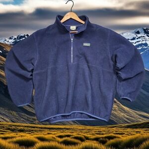 LL Bean Vintage Navy Fleece Pullover Mens XL 1/4 Zip USA Outdoor 90s Y2K Classic